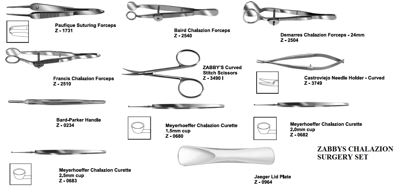 ZABBYS CHALAZION SURGERY SET (EXCLUDING OPTIONAL ITEMS)