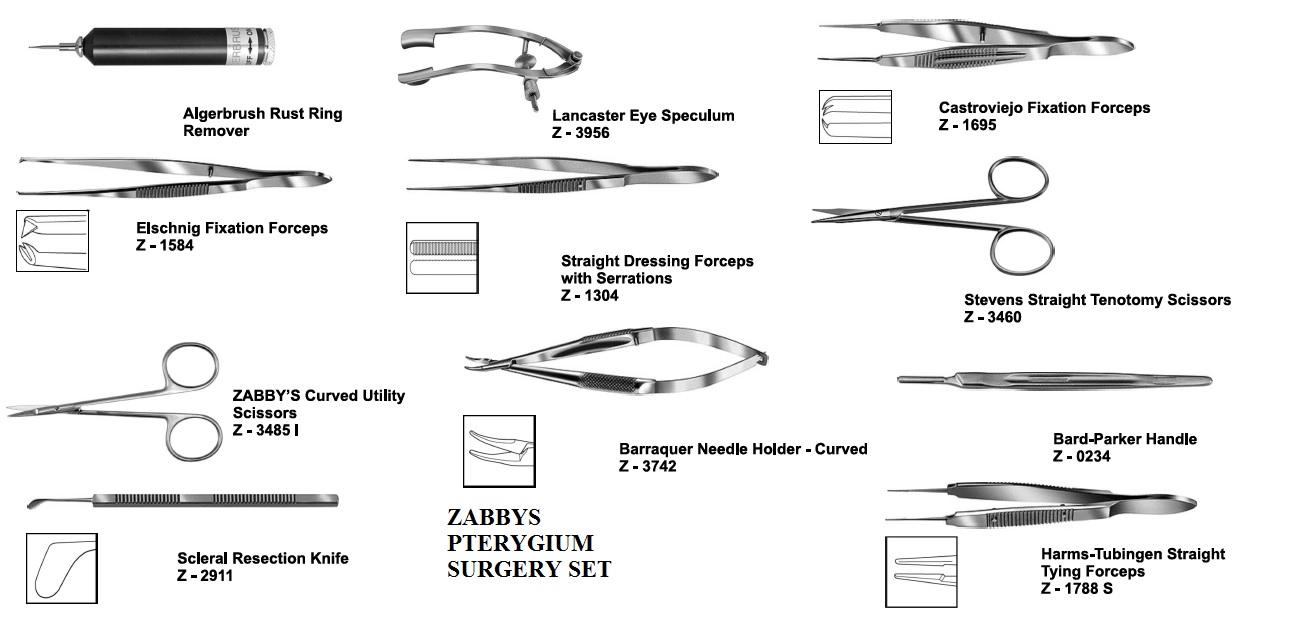 ZABBYS PTERYGIUM SET EXCLUDING OPTIONAL ITEMS