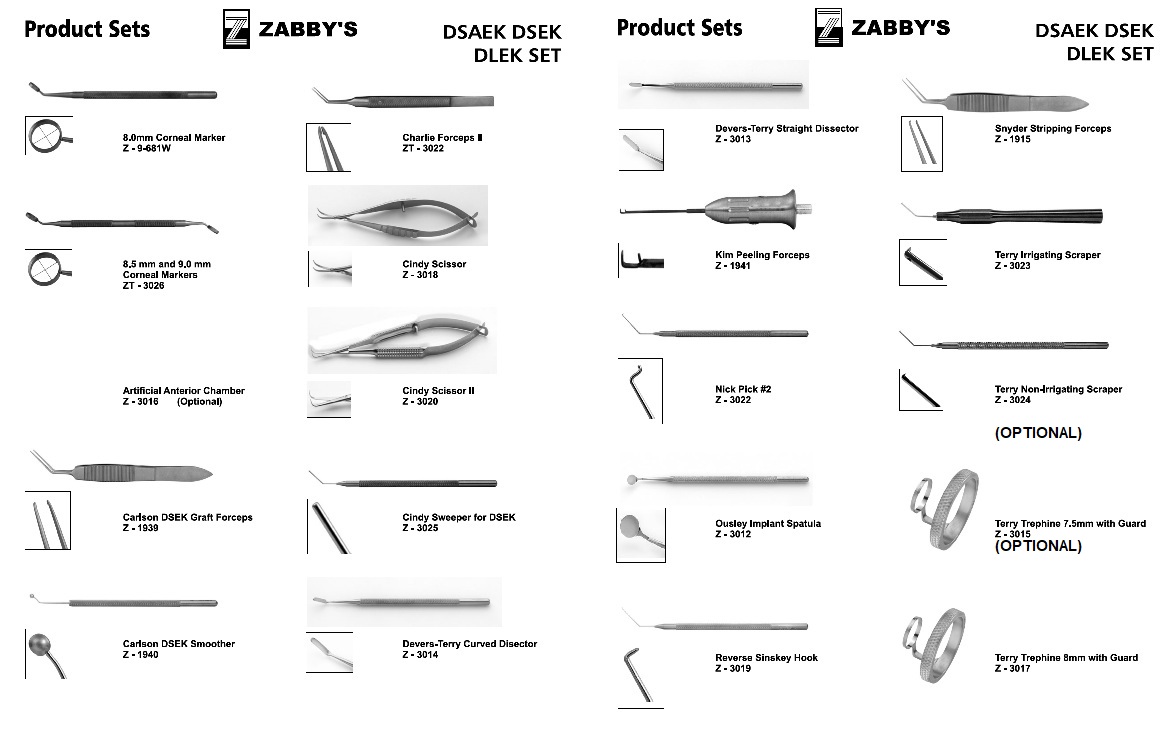 ZABBYS DSAEK DSEK DLEK SET EXCLUDING OPTIONAL ITEMS